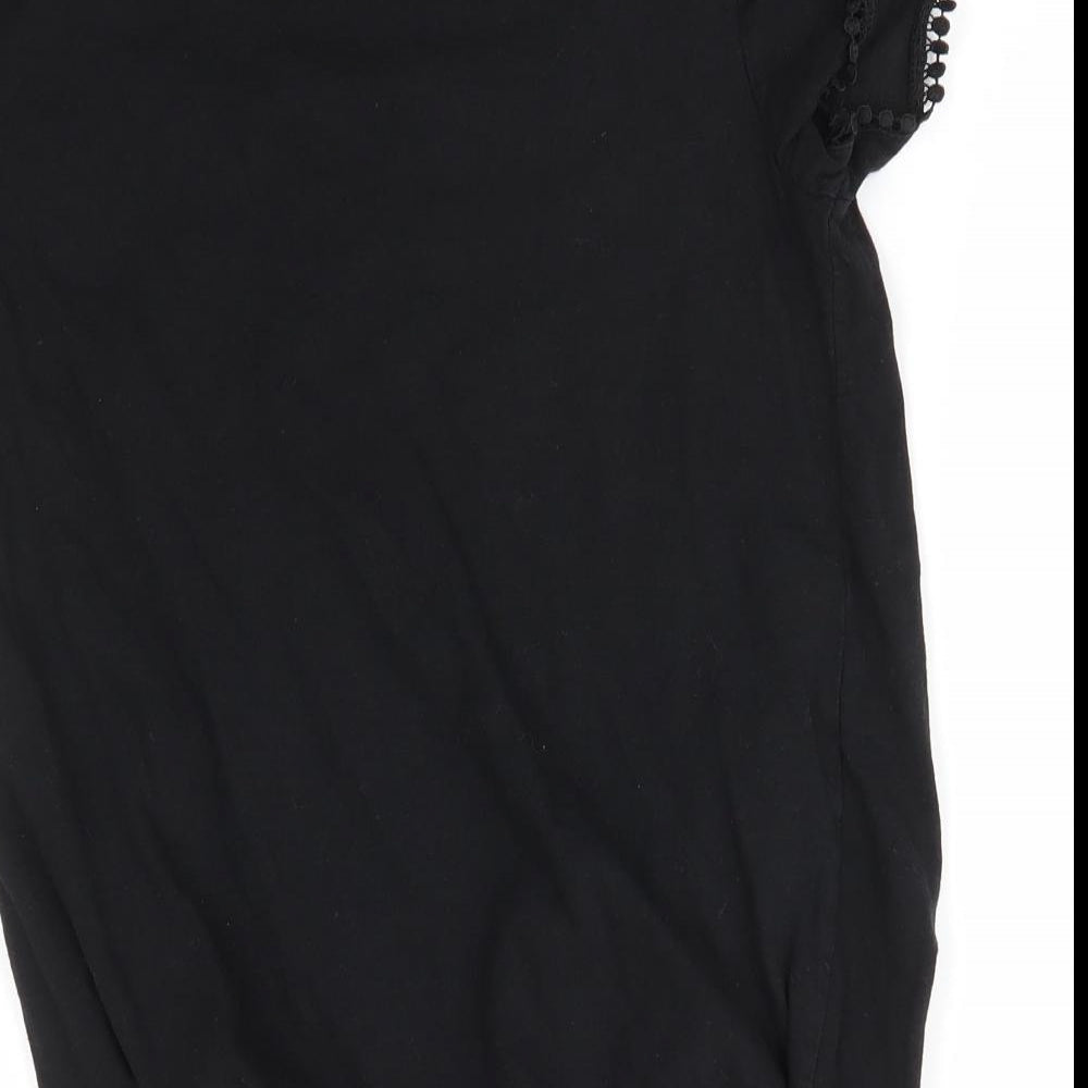 George Womens Black  100% Cotton Basic Blouse Size 8 Round Neck