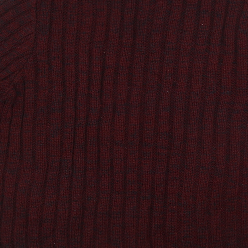 Matalan Mens Red Collared  Acrylic Henley Jumper Size L