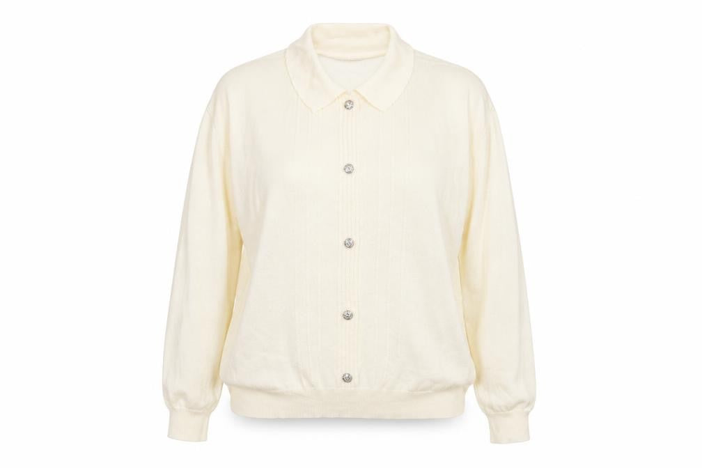 Classics Woman Womens Ivory Collared  Acrylic Pullover Jumper Size 20