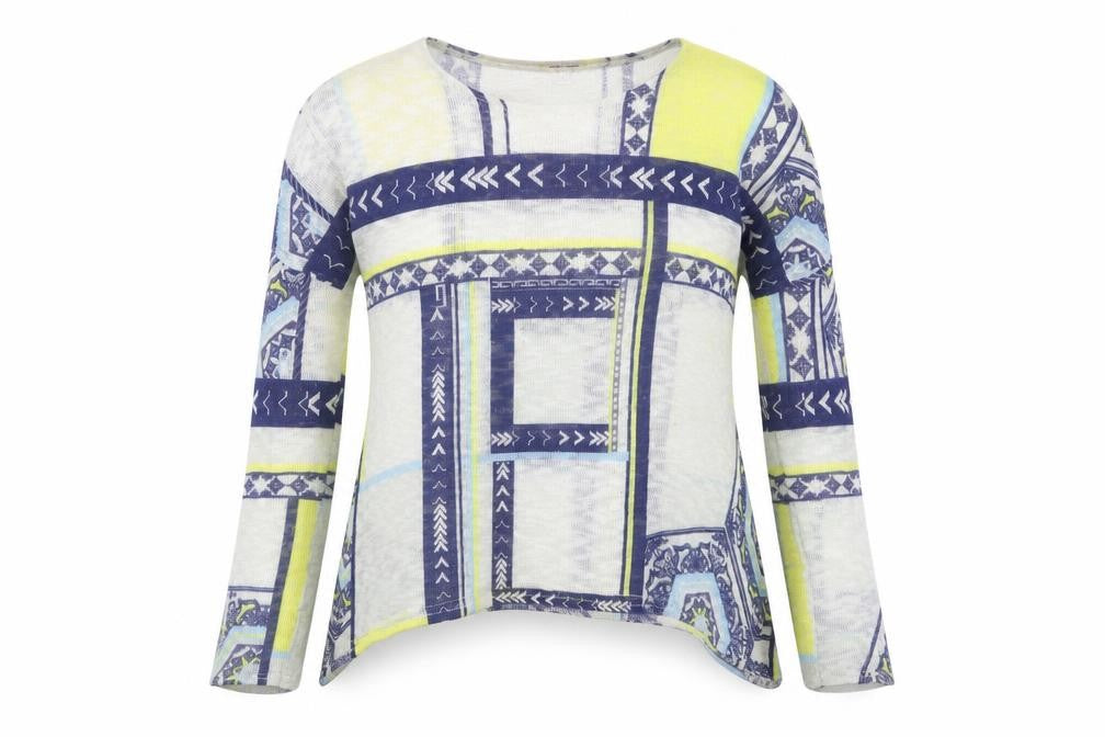 River Island Womens Blue Round Neck Geometric Polyester Pullover Jumper Size 10