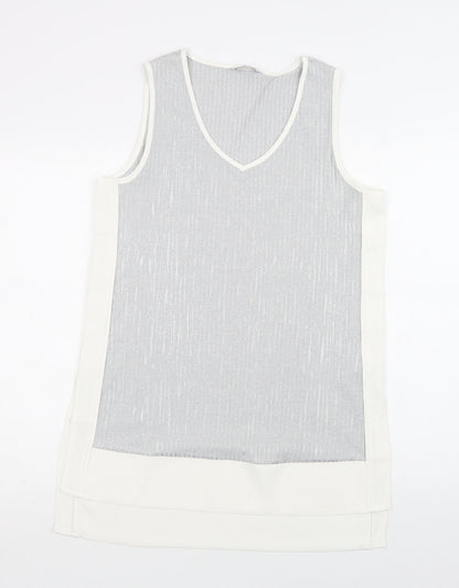 Next Womens Grey  Polyester Tunic Blouse Size 14 V-Neck