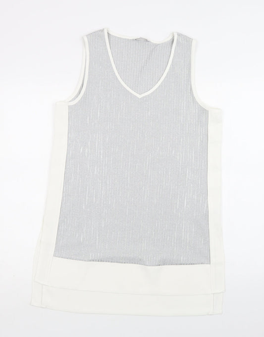 NEXT Womens Grey  Polyester Tunic Blouse Size 14 V-Neck
