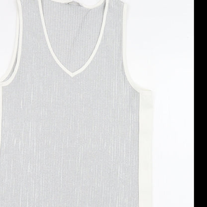 Next Womens Grey  Polyester Tunic Blouse Size 14 V-Neck