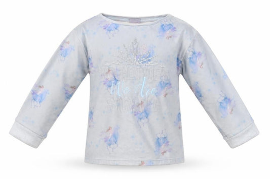 Tu Girls Blue Geometric Polyester Top Pyjama Top Size 4-5 Years   - Frozen 2