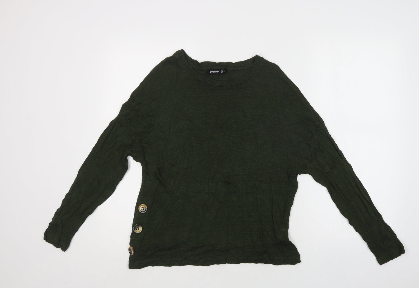 Stradivarius Womens Green Crew Neck  Viscose Pullover Jumper Size S