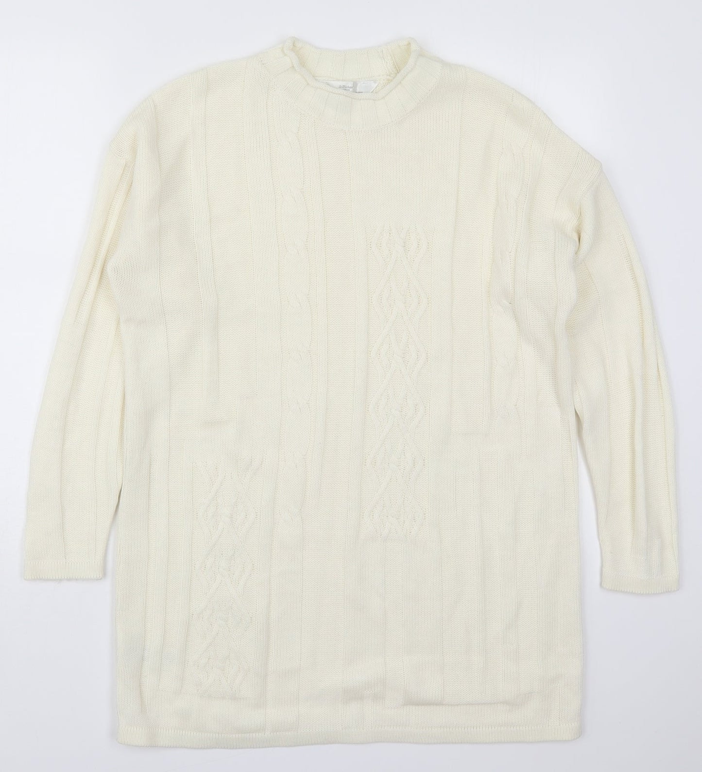 Marks and Spencer Womens White Round Neck  Acrylic Pullover Jumper Size 10