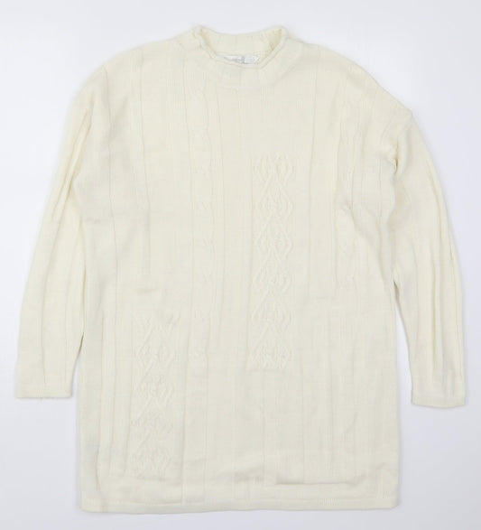 Marks and Spencer Womens White Round Neck  Acrylic Pullover Jumper Size 10