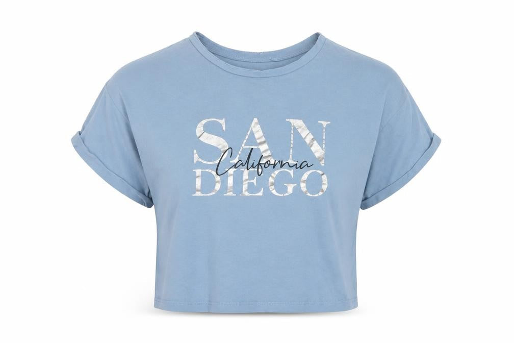 915 Generation Girls Blue  Cotton Cropped T-Shirt Size 10-11 Years Crew Neck