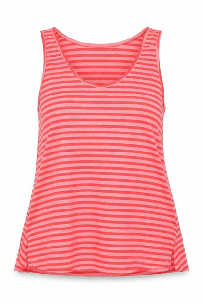 Nutmeg Womens Pink Striped Polyester Basic Tank Size 12 Round Neck