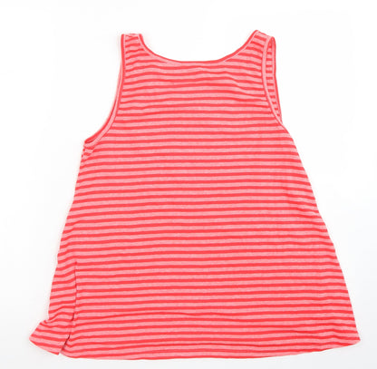 Nutmeg Womens Pink Striped Polyester Basic Tank Size 12 Round Neck