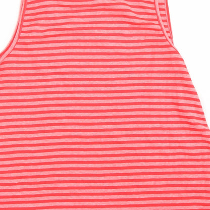 Nutmeg Womens Pink Striped Polyester Basic Tank Size 12 Round Neck