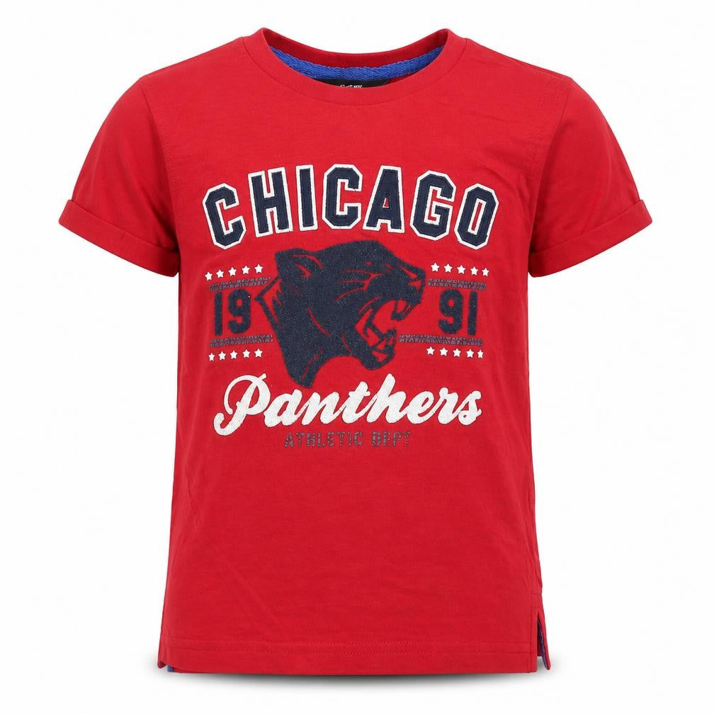 George Boys Red  Cotton Basic T-Shirt Size 6-7 Years Crew Neck  - Chicago