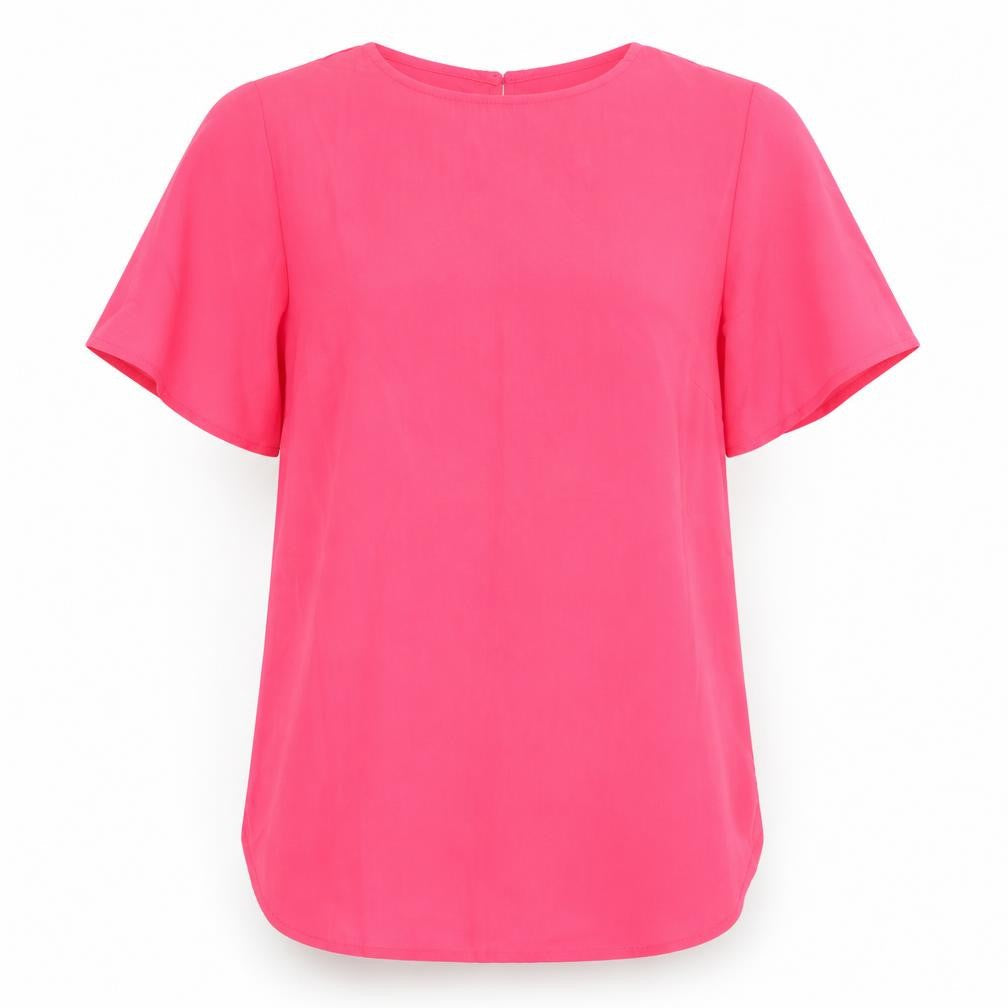 Studio Womens Pink  Polyester Basic Blouse Size 8 Crew Neck