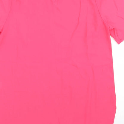 Studio Womens Pink  Polyester Basic Blouse Size 8 Crew Neck
