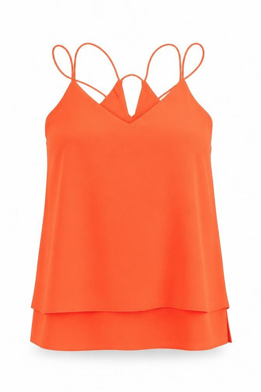 New Look Womens Orange  Polyester Camisole Blouse Size 8 Round Neck