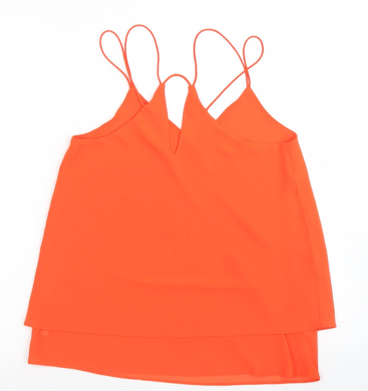 New Look Womens Orange  Polyester Camisole Blouse Size 8 Round Neck