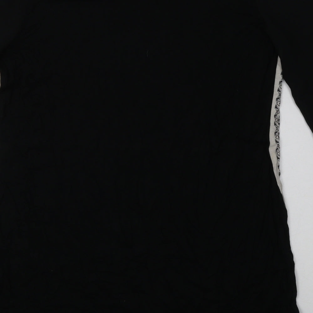 NEXT Womens Black Geometric Viscose A-Line  Size 10  Crew Neck Pullover - mesh sleeves