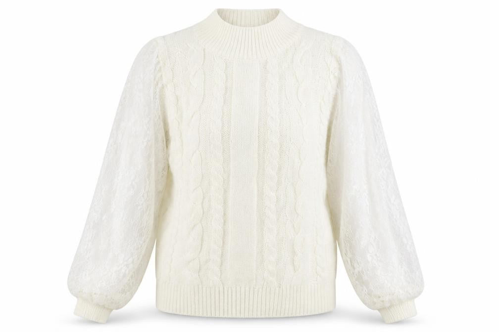 Preworn Womens White Argyle/Diamond Acrylic Pullover Sweatshirt Size XL  Pullover - mesh floral sleeves