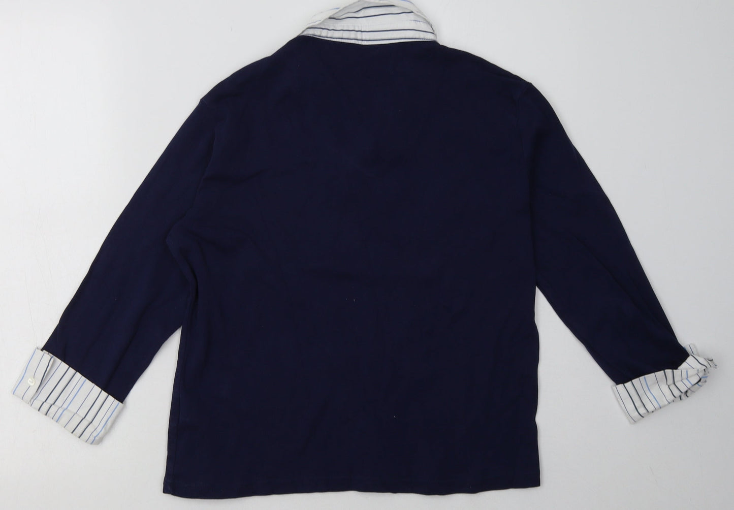 c collection Womens Blue Striped Cotton Pullover Sweatshirt Size 14  Pullover