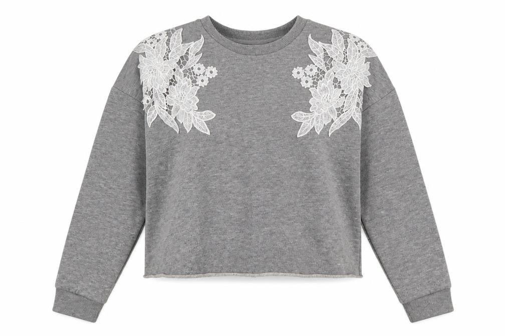 Miss Selfridge Womens Grey Floral Polyester Pullover Sweatshirt Size 10  Pullover