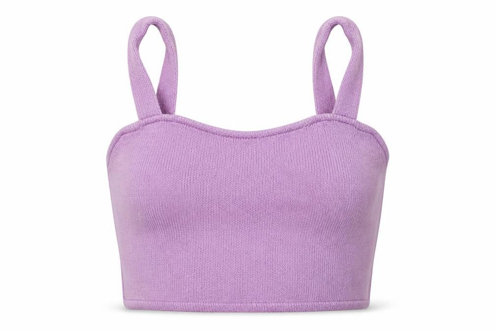 Pull&Bear Womens Purple  Polyester Cropped Tank Size S Scoop Neck