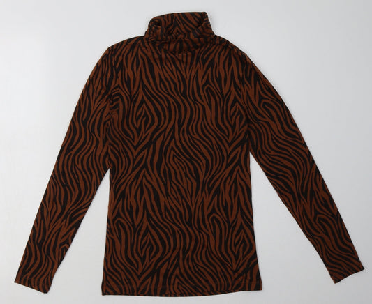 Marks and Spencer Womens Brown Animal Print Viscose Pullover Sweatshirt Size 12  Pullover
