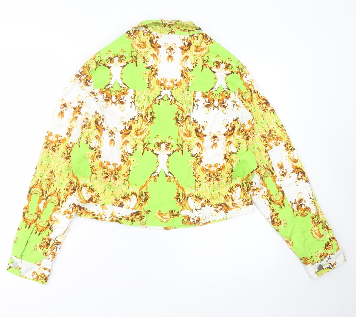 Elli White Womens Green Geometric  Jacket  Size L  Button