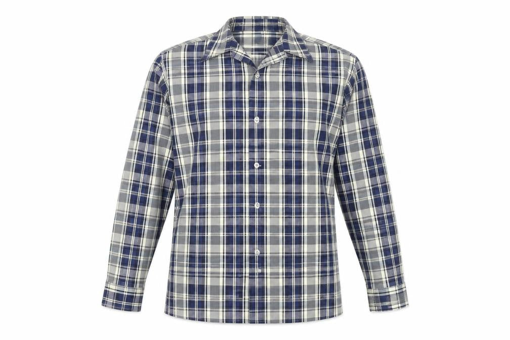 Island Republic Mens Blue Check Polyester  Button-Up Size M Collared Button