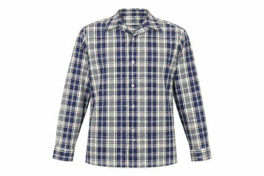 Island Republic Mens Blue Check Polyester  Button-Up Size M Collared Button