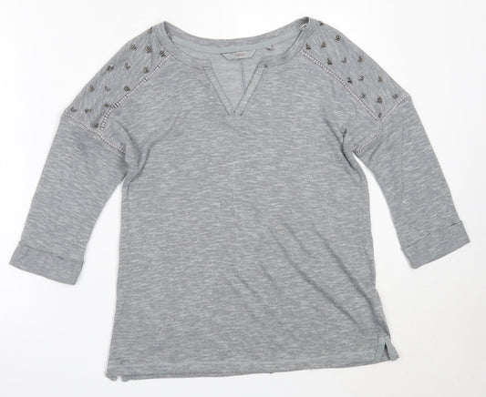 NEXT Womens Grey V-Neck  Polyester Pullover Jumper Size 12