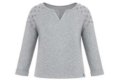 Next Womens Grey V-Neck  Polyester Pullover Jumper Size 12