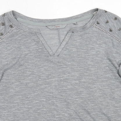 Next Womens Grey V-Neck  Polyester Pullover Jumper Size 12