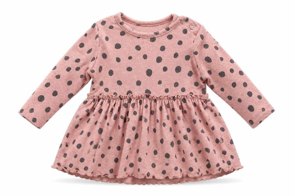 George Girls Pink Polka Dot Vinyl Fit & Flare  Size 3-6 Months  Round Neck