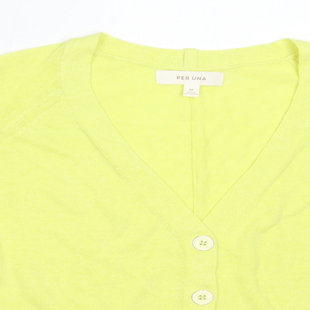 Per Una Womens Green V-Neck  Lyocell Cardigan Jumper Size M
