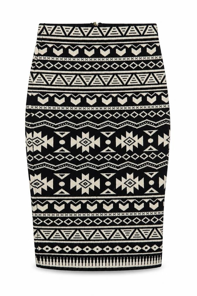 Atmosphere Womens Black Geometric Viscose Straight & Pencil Skirt Size 8