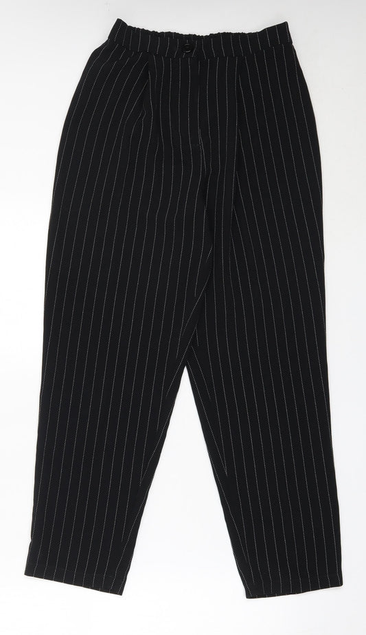 H&M Womens Black  Polyester Capri Trousers Size 34 in L25.5 in Regular