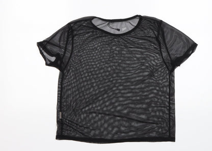 I SAW IT FIRST Womens Black  Viscose Basic Blouse Size 12 Round Neck