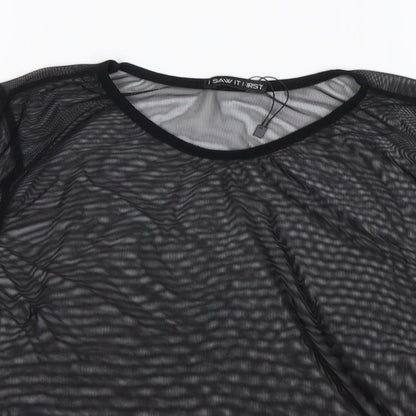 I SAW IT FIRST Womens Black  Viscose Basic Blouse Size 12 Round Neck