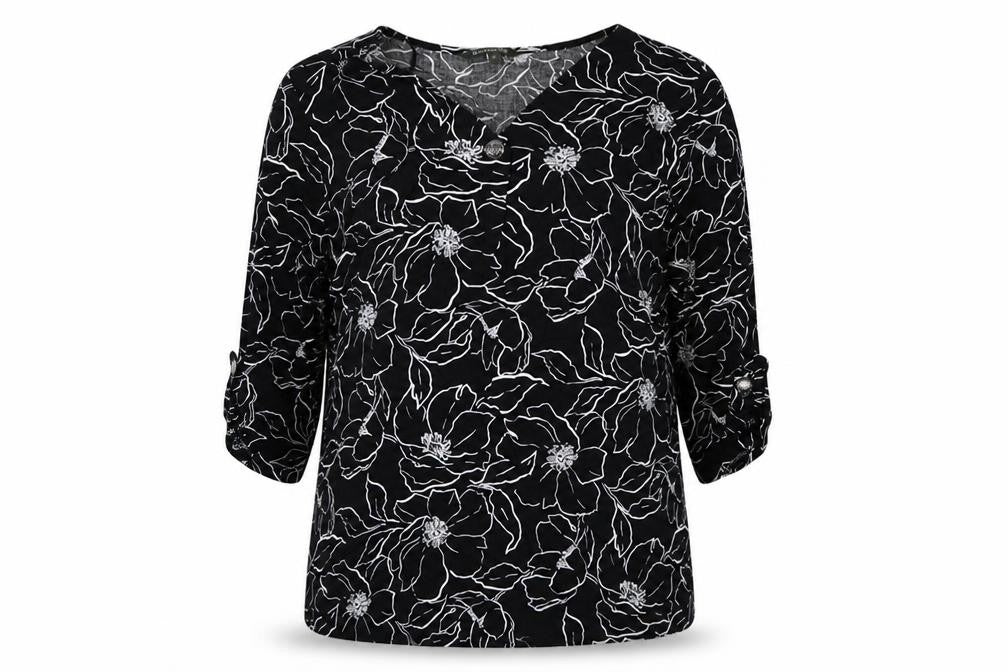 Bonmarché Womens Multicoloured Floral Viscose Basic Blouse Size 12 V-Neck