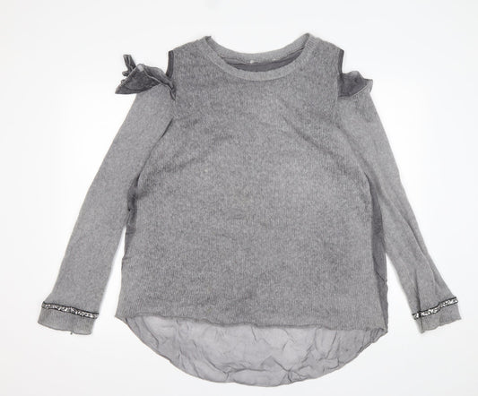 Preworn Womens Grey Round Neck  Acrylic Pullover Jumper Size XL