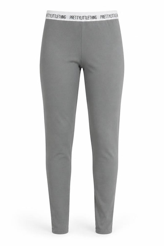 PRETTYLITTLETHING Womens Grey  Cotton Sweatpants Leggings Size 4 L27 in Regular