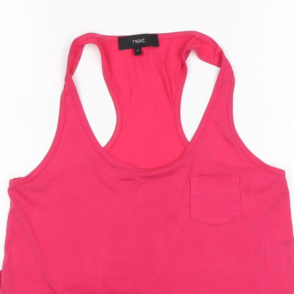 NEXT Womens Pink  Modal Basic Tank Size 6 Round Neck