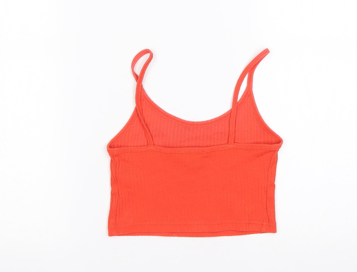 Topshop Womens Orange  Cotton Cropped Tank Size 4 Round Neck