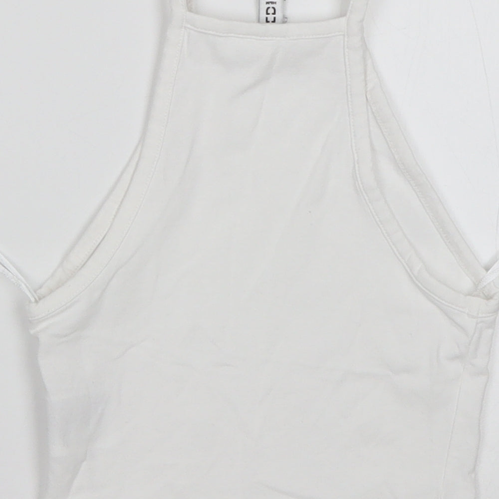H&M Womens White  Cotton Cropped Tank Size 2XS Square Neck