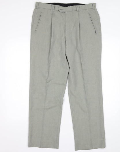 Melka  Mens Green  Polyester Trousers  Size 36 L30 in Regular