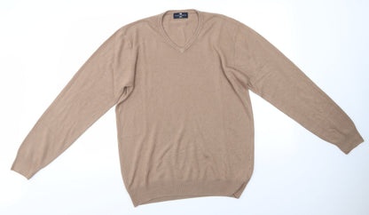Marks & Spencer Mens Brown Round Neck  Acrylic Pullover Jumper Size L