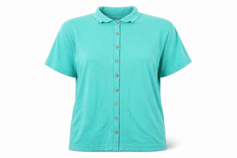 HONEY Womens Green  Polyester Basic Button-Up Size M Collared