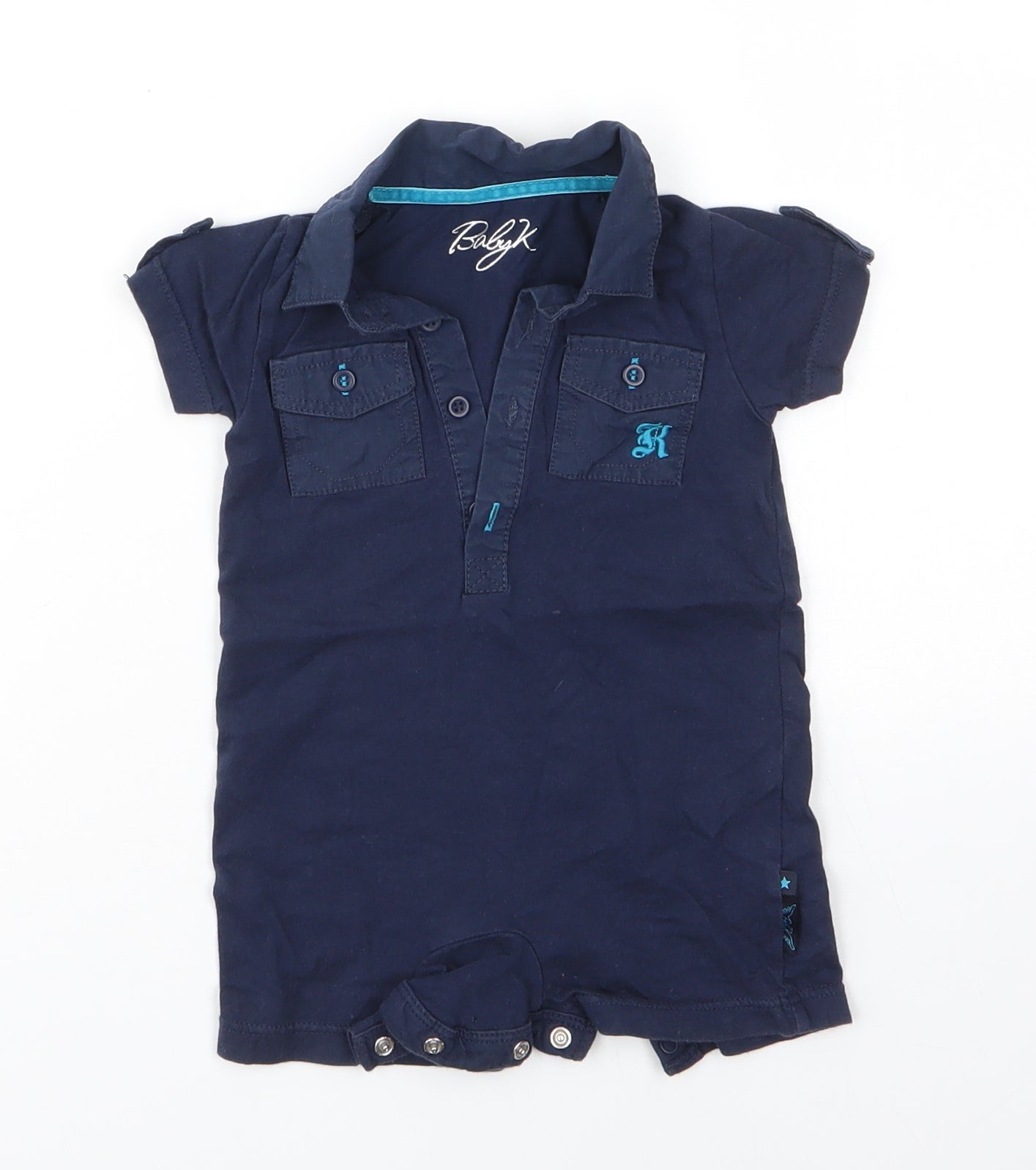 Myleen Klass Baby Blue  100% Cotton Basic Button-Up Size 0-3 Months Collared