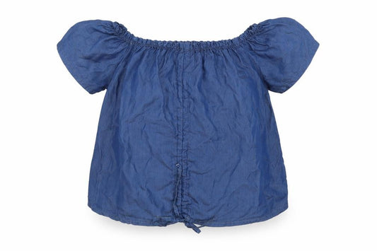 Preworn Womens Blue  Lyocell Basic Blouse Size M Off the Shoulder