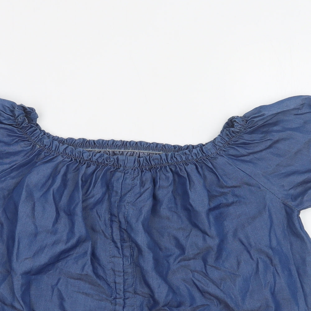 Preworn Womens Blue  Lyocell Basic Blouse Size M Off the Shoulder
